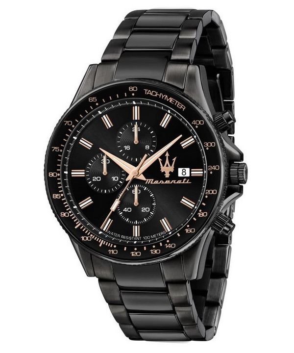 Maserati Sfida Chronograph Black Dial Quartz R8873640011 100M Mens Watch