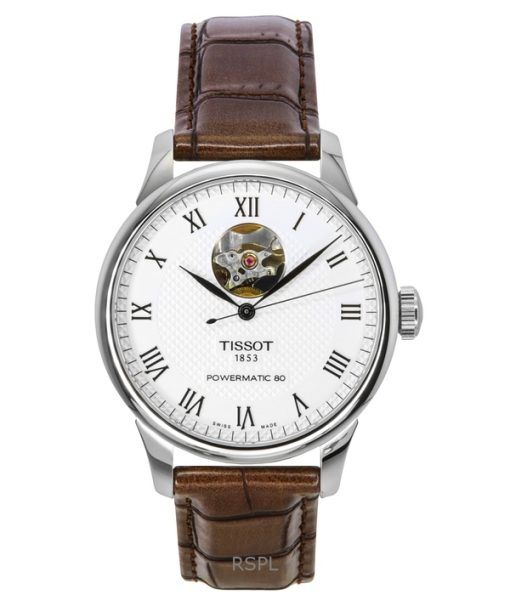 Tissot Le Locle Powermatic 80 Leather Strap Open Heart Silver Dial Automatic T006.407.16.033.01 Men's Watch