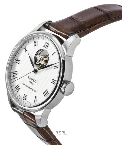 Tissot Le Locle Powermatic 80 Leather Strap Open Heart Silver Dial Automatic T006.407.16.033.01 Men's Watch
