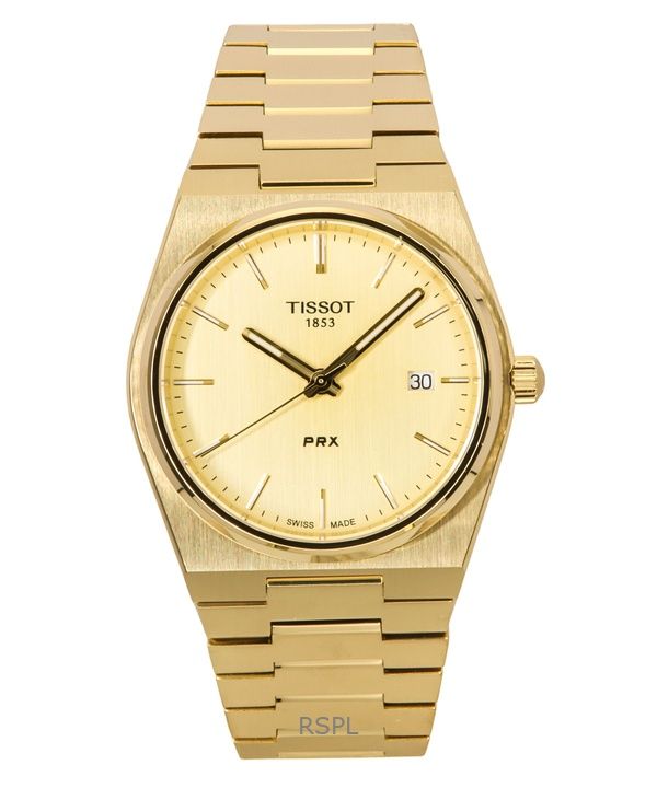 Tissot PRX Gold Tone Stainless Steel Champagne Dial Quartz T137.410.33.021.00 100M Men's Watch