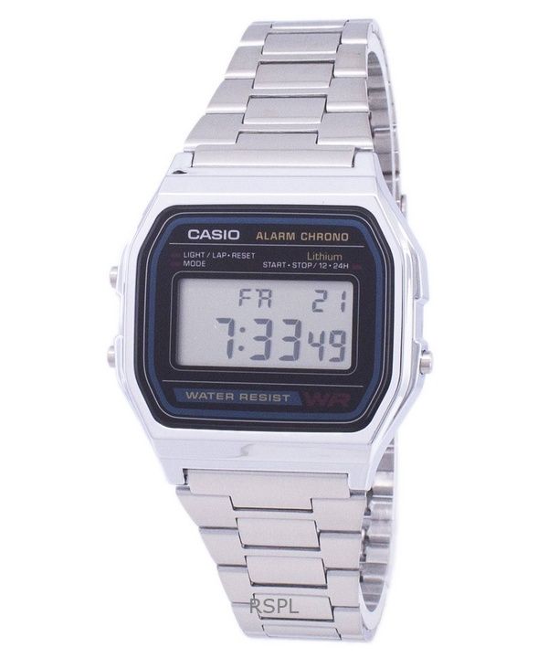 Refurbished Casio Digital Stainless Steel Daily Alarm Quartz A158WA-1DF Men's Watch