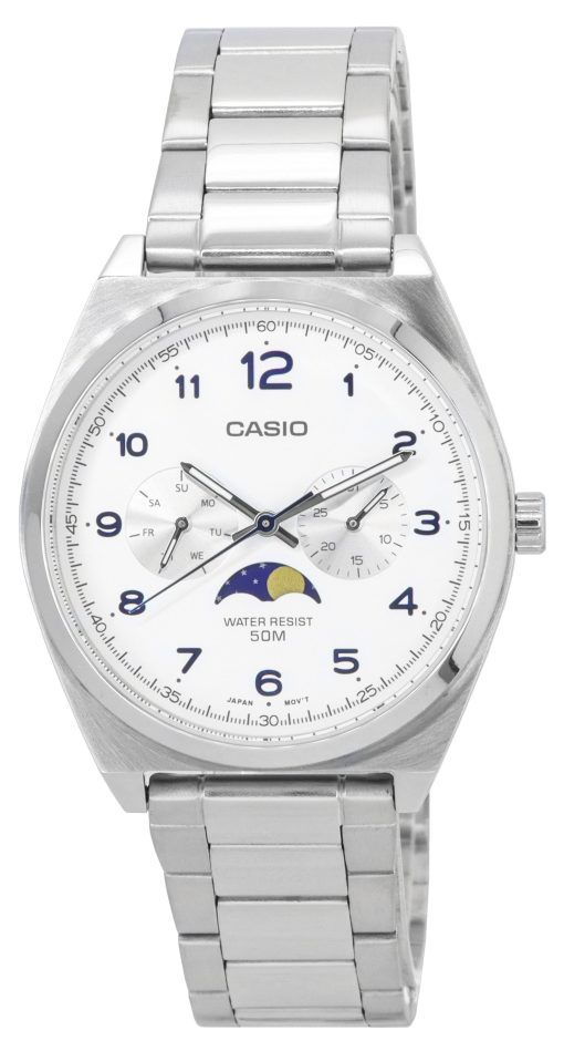 Refurbished Casio Standard Analog Moon Phase White Dial Quartz MTP-M300D-7A Men's Watch