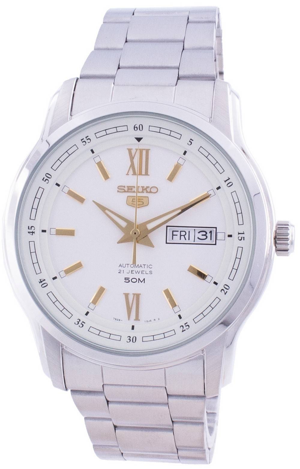 Refurbished Seiko 5 Stainless Steel White Dial Automatic SNKP15K1 Men's Watch