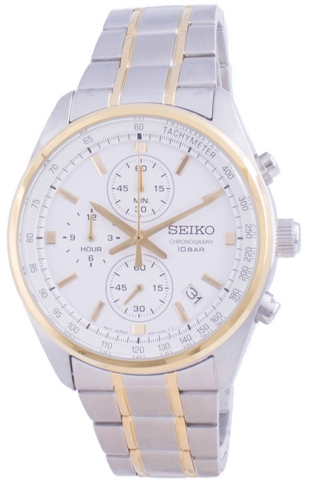 Refurbished Seiko White Dial Quartz SSB380P1 100M Men's Watch