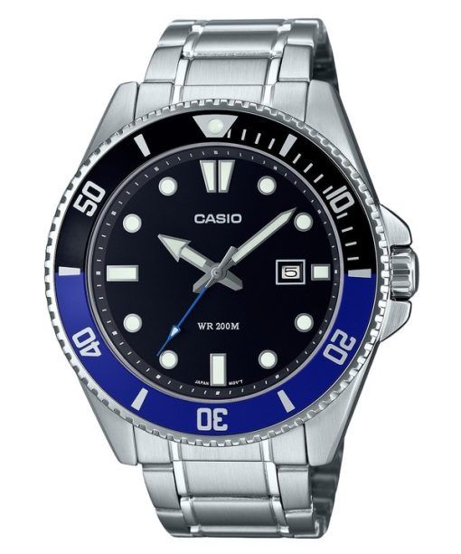 Refurbished Casio Standard Analog Stainless Steel Black Dial Quartz MDV-107D-1A2 200M Men's Watch