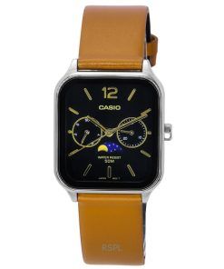 Refurbished Casio Standard Analog Moon Phase Leather Strap Black Dial Quartz MTP-M305L-1A Men's Watch