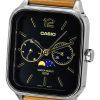 Refurbished Casio Standard Analog Moon Phase Leather Strap Black Dial Quartz MTP-M305L-1A Men's Watch