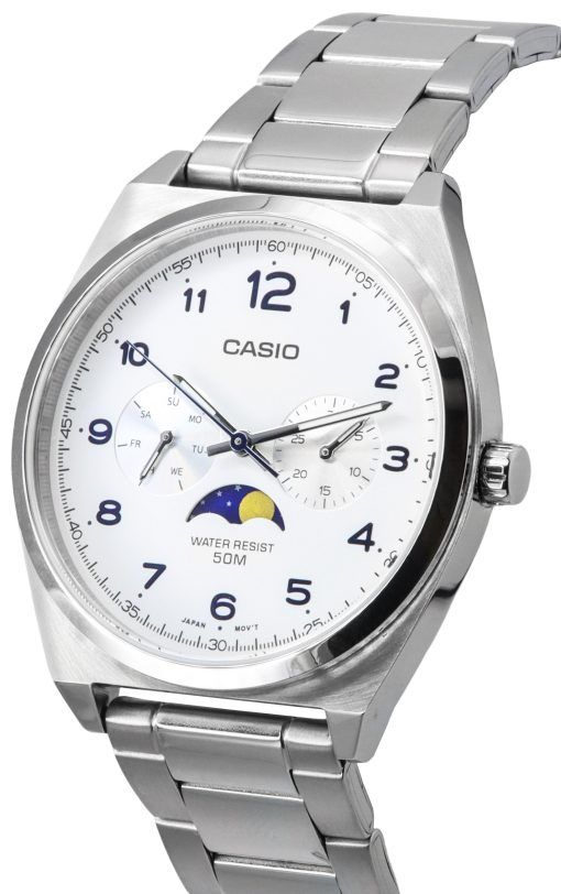 Refurbished Casio Standard Analog Moon Phase White Dial Quartz MTP-M300D-7A Men's Watch