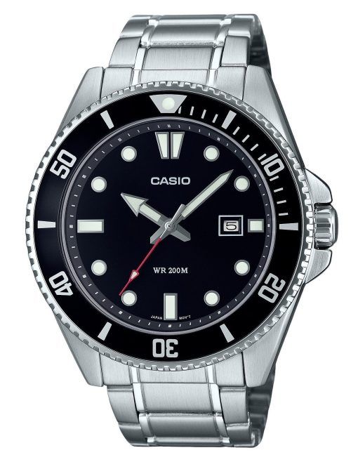 Refurbished Casio Standard Analog Stainless Steel Black Dial Quartz MDV-107D-1A1 200M Men's Watch