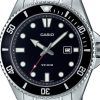 Refurbished Casio Standard Analog Stainless Steel Black Dial Quartz MDV-107D-1A1 200M Men's Watch