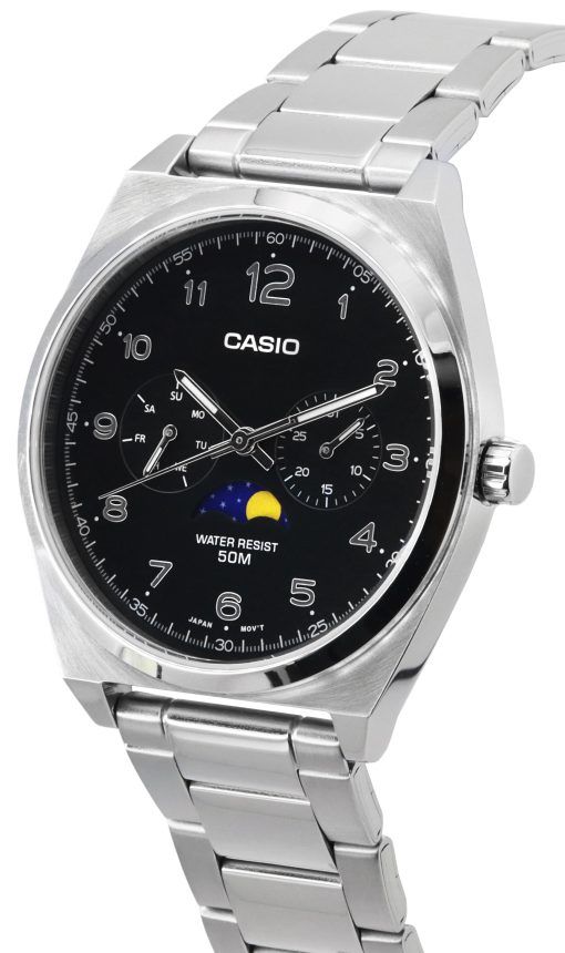 Refurbished Casio Standard Analog Moon Phase Black Dial Quartz MTP-M300D-1A Men's Watch
