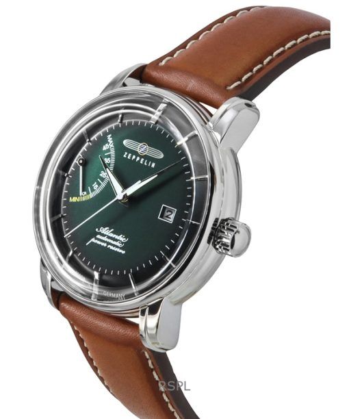 Zeppelin Atlantic Leather Strap Dark Green Dial Automatic 84624 Men's Watch