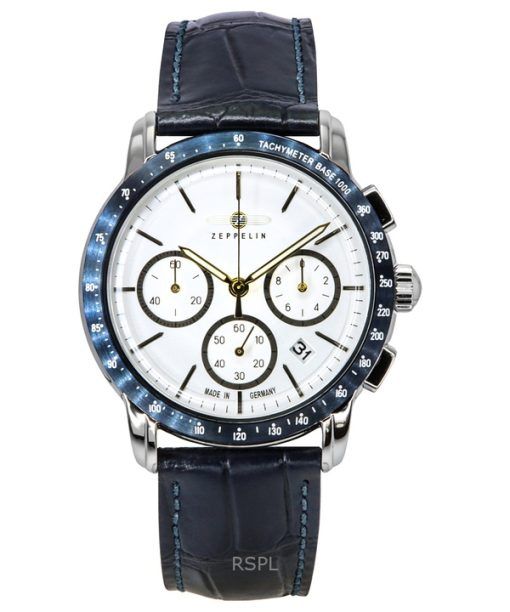 Zeppelin New York Chronograph Leather Strap White Dial Quartz 88781 Men's Watch