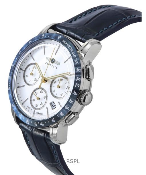 Zeppelin New York Chronograph Leather Strap White Dial Quartz 88781 Men's Watch