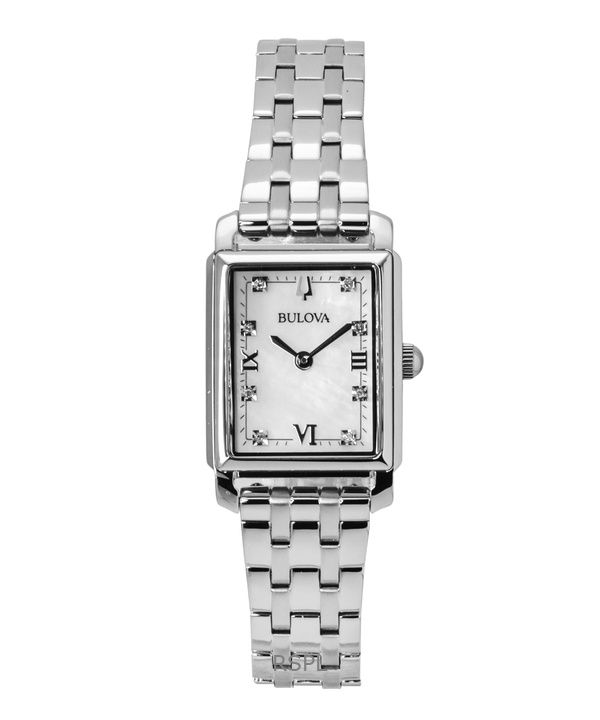 Bulova Sutton Classic Diamond Stainless Steel Mother Of Pearl Dial Quartz 96P244 Womens Watch