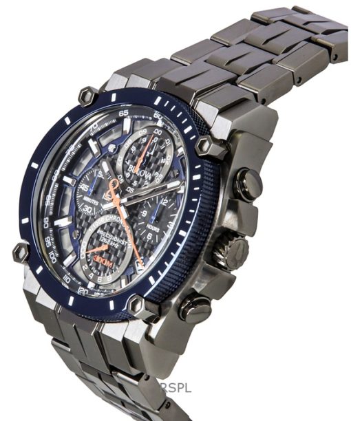 Bulova Icon Precisionist Chronograph Stainless Steel Grey Dial Quartz Divers 98B343 300M Mens Watch