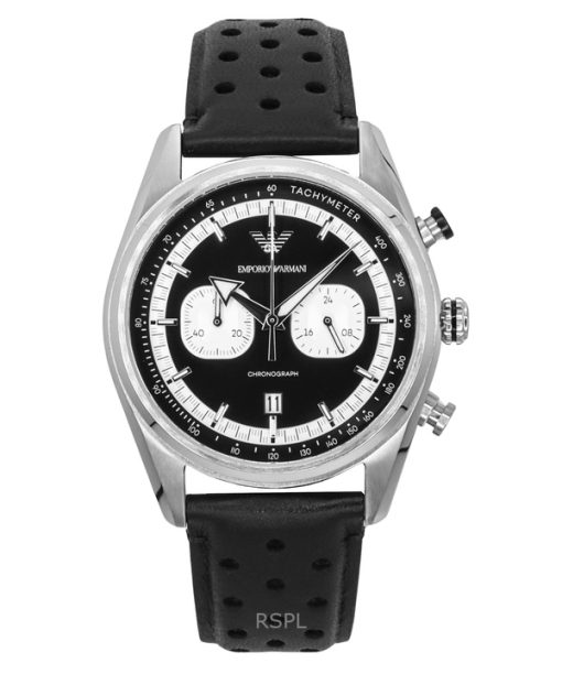 Emporio Armani Chronograph Leather Strap Black Dial Quartz AR11635 Mens Watch