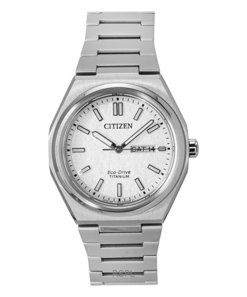 Citizen Zenshin Super Titanium White Dial Eco-Drive AW0130-85A 100M Mens Watch