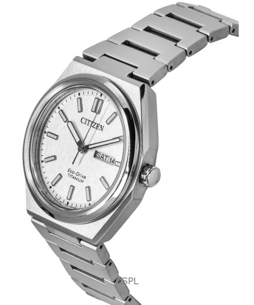 Citizen Zenshin Super Titanium White Dial Eco-Drive AW0130-85A 100M Mens Watch