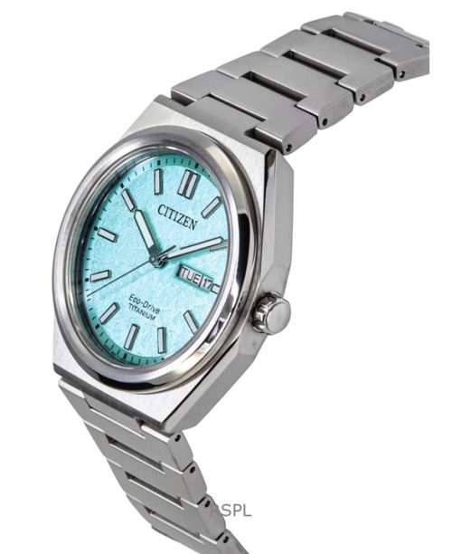Citizen Zenshin Super Titanium Turquoise Dial Eco-Drive AW0130-85M 100M Mens Watch