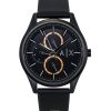Armani Exchange Leather Strap Multifunction Black Dial Quartz AX1886 Mens Watch