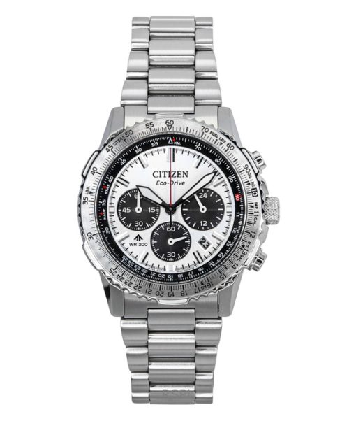 Citizen Promaster Navihawk Chronograph Stainless Steel White Dial Eco-Drive Divers CA4660-61A 200M Mens Watch