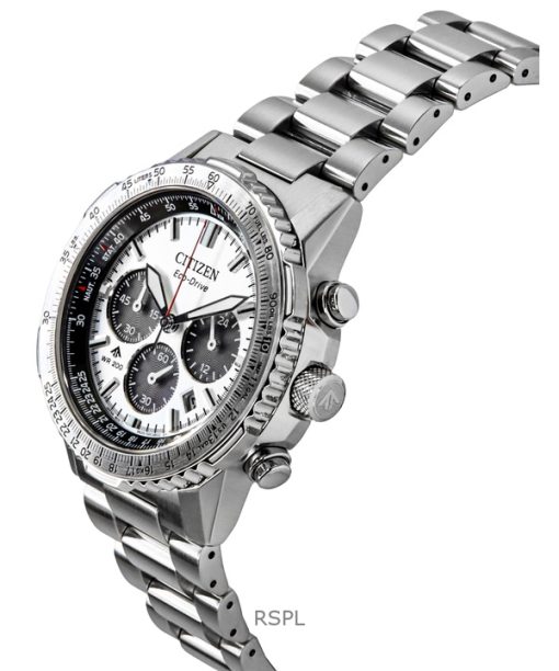 Citizen Promaster Navihawk Chronograph Stainless Steel White Dial Eco-Drive Divers CA4660-61A 200M Mens Watch