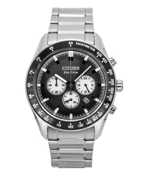 Citizen Eco-Drive Chronograph Stainless Steel Black Dial CA4674-58E 100M Mens Watch