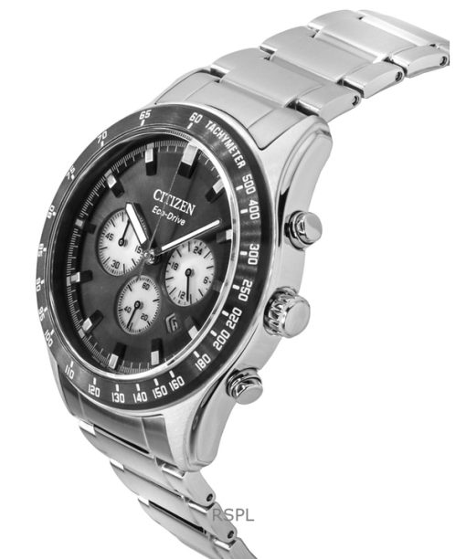 Citizen Eco-Drive Chronograph Stainless Steel Black Dial CA4674-58E 100M Mens Watch