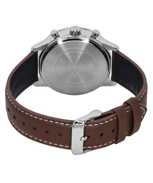 Casio Edifice Analog Chronograph Leather Strap Cream Dial Quartz EFR-575L-7A 100M Mens Watch