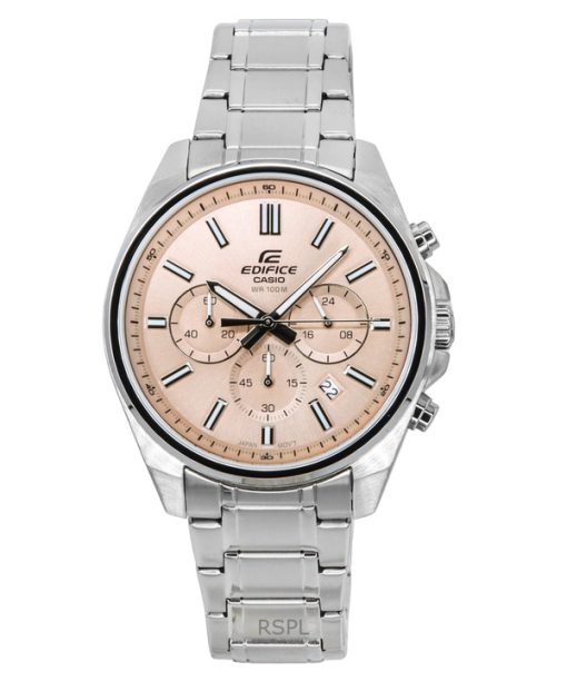 Casio Edifice Analog Standard Chronograph Pink Dial Quartz EFV-650D-4AV 100M Mens Watch