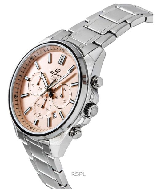 Casio Edifice Analog Standard Chronograph Pink Dial Quartz EFV-650D-4AV 100M Mens Watch