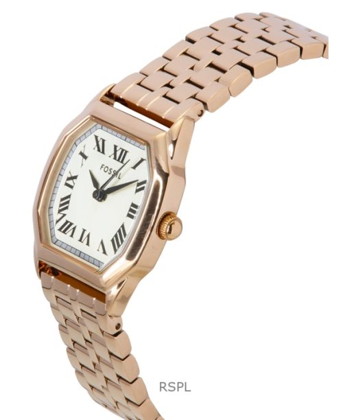 Fossil Harlow Rose Gold Tone Stainless Steel Cream Dial Quartz ES5386 Womens Watch