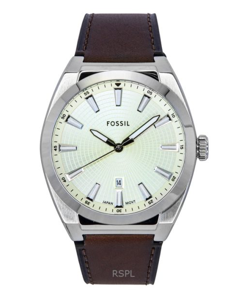 Fossil Everett Leather Strap Cream Dial Quartz FS6071 Mens Watch