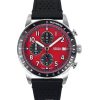 Fossil Sport Tourer Chronograph Leather Strap Red Dial Quartz FS6086 Mens Watch