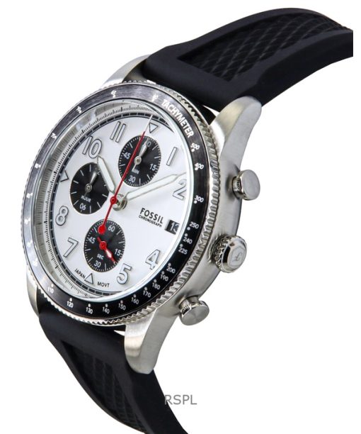 Fossil Sport Tourer Chronograph Leather Strap White Dial Quartz FS6087 Mens Watch