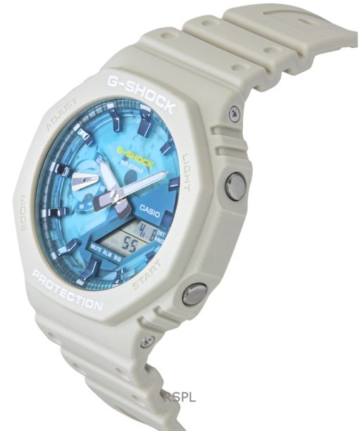 Casio G-Shock Analog Digital Bio-Based Resin Strap Blue Dial Quartz GA-2100AS-5A 200M Mens Watch