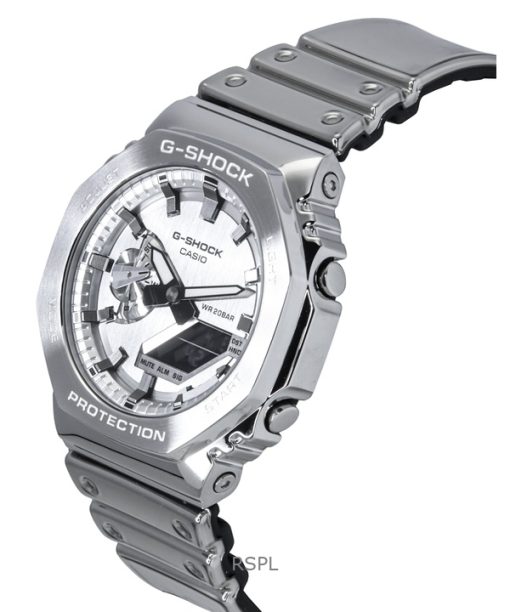 Casio G-Shock G-Steel Fine Metallic Tough Silicone Strap Grey Dial Quartz GM-2100YM-8A 200M Mens Watch