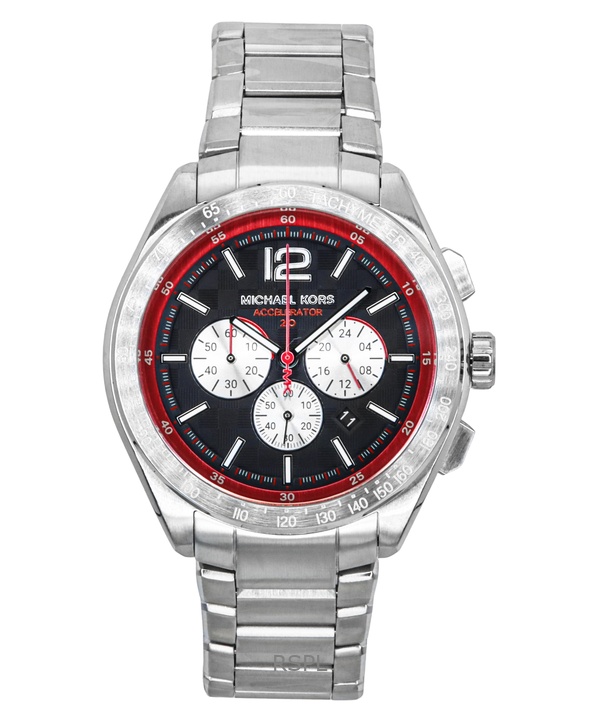 Michael Kors Oversized Accelerator 2.0 Chronograph Stainless Steel Black Dial Quartz MK9176 Mens Watch