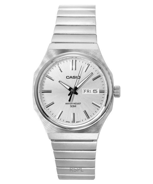 Casio Standard Analog Stainless Steel Silver Dial Quartz MTP-E735D-7AV Mens Watch