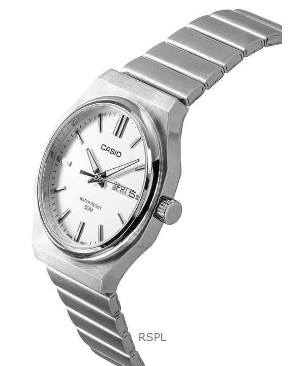 Casio Standard Analog Stainless Steel Silver Dial Quartz MTP-E735D-7AV Mens Watch