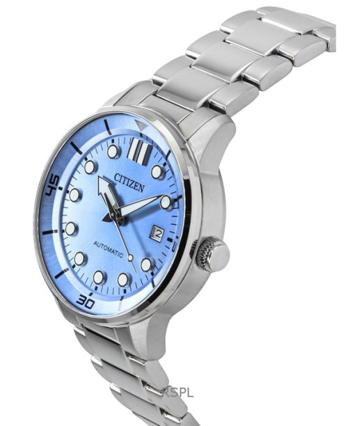 Citizen Stainless Steel Light Blue Dial Automatic NJ0191-83A 100M Mens Watch