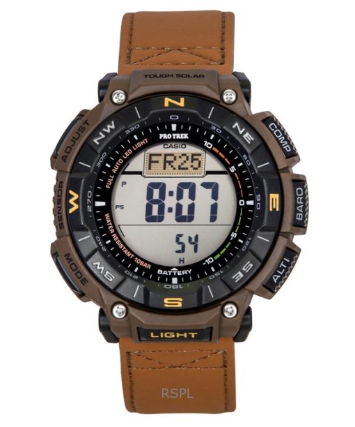 Casio Pro Trek Climber Line Digital Leather Strap Solar PRG-340L-5 100M Mens Watch