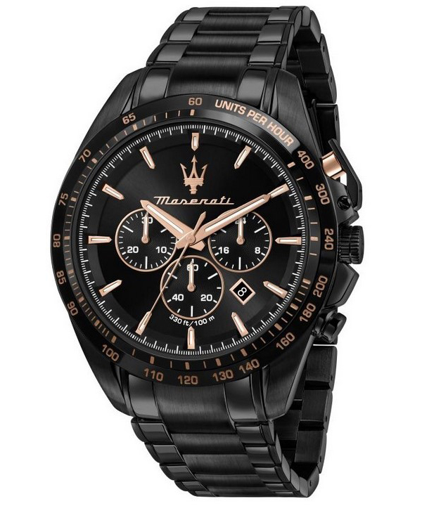 Maserati Traguardo Chronograph Stainless Steel Black Dial Quartz R8873612048 100M Mens Watch
