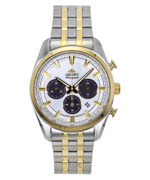 Orient Contemporary Chronograph Two Tone Stainless Steel White Dial Quartz RA-TX0302S Mens Watch