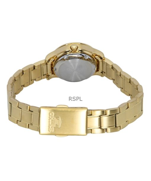 Seiko 5 Classic Gold Tone Stainless Steel Black Dial 21 Jewels Automatic SYMD96K1 Womens Watch