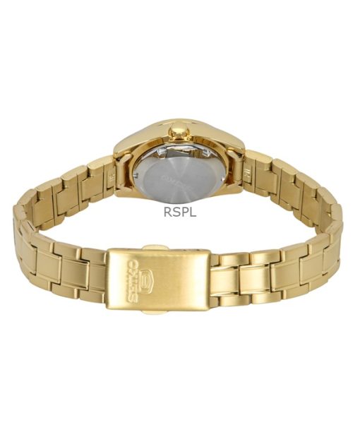 Seiko 5 Gold Tone Stainless Steel Black Dial 21 Jewels Automatic SYMK22K1 Womens Watch