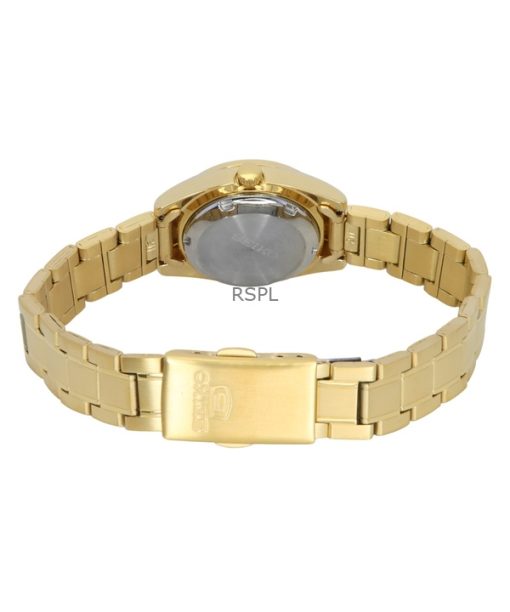 Seiko 5 Gold Tone Stainless Steel White Dial Automatic SYMK30K1 100M Womens Watch