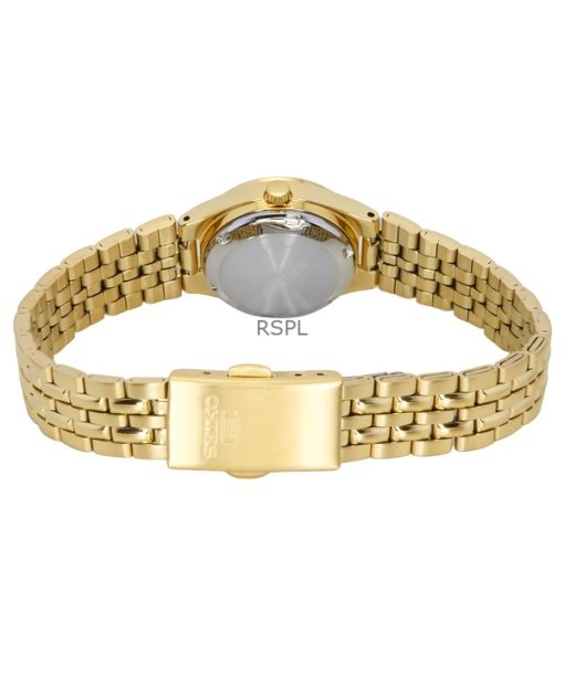 Seiko 5 Gold Tone Stainless Steel Gold Dial Automatic SYMK36K1 Womens Watch