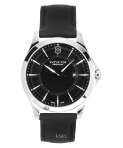 Victorinox Alliance Leather Strap Black Dial Quartz 241904 100M Mens Watch With Knife Set